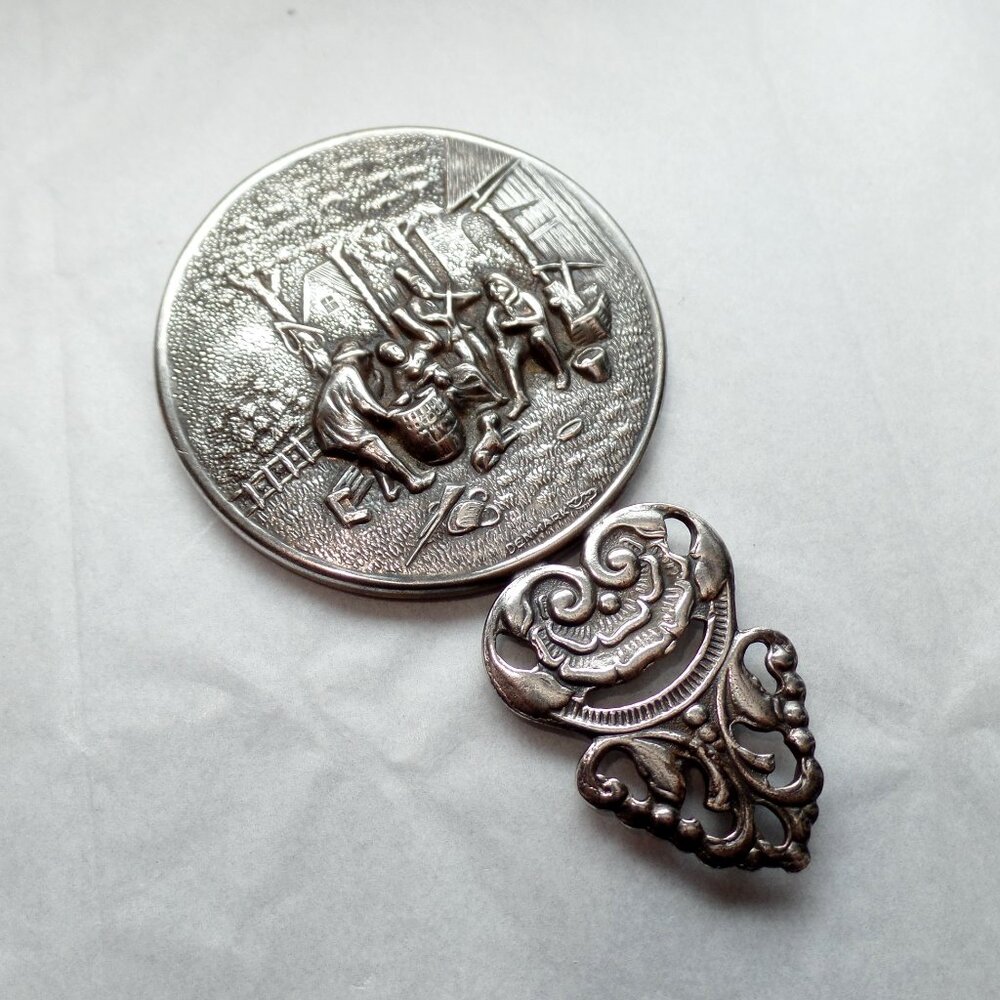 Vintage Hans Jensen Denmark Silver Plated Round Purse Mirror 4 1/2” 1940's
